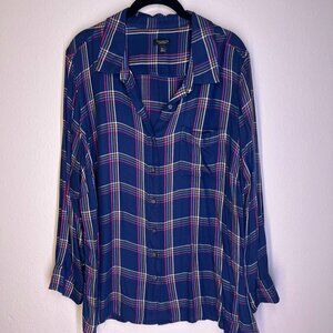 Talbots 3X petite plaid button down